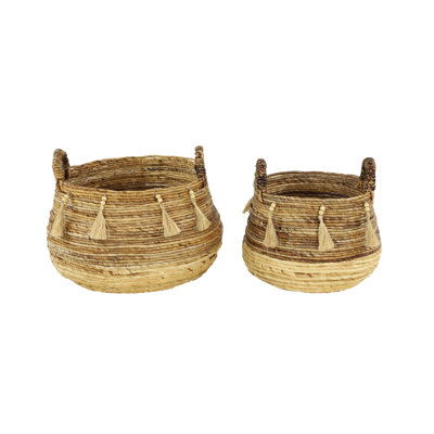 Ensemble de 2 paniers ronds en osier / rotin