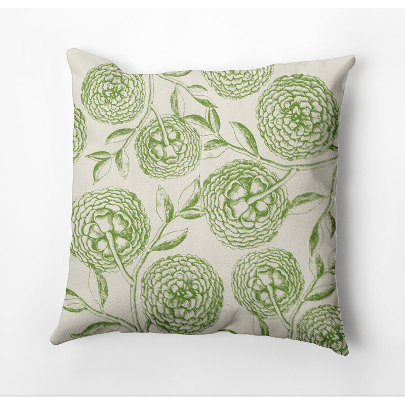 Housse et insert de coussin d'extérieur carré Botanical Blooms, 18 po x 18 po, Vert