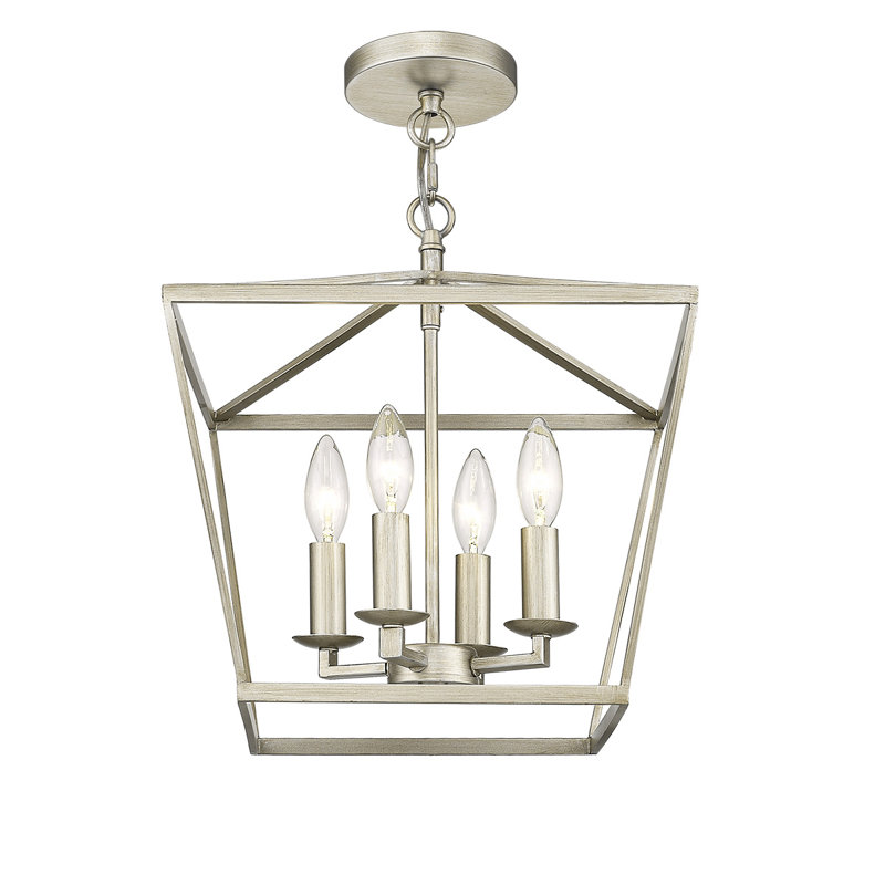 Lanterne Pendat 4 lumières à double fixation, Champagne doré