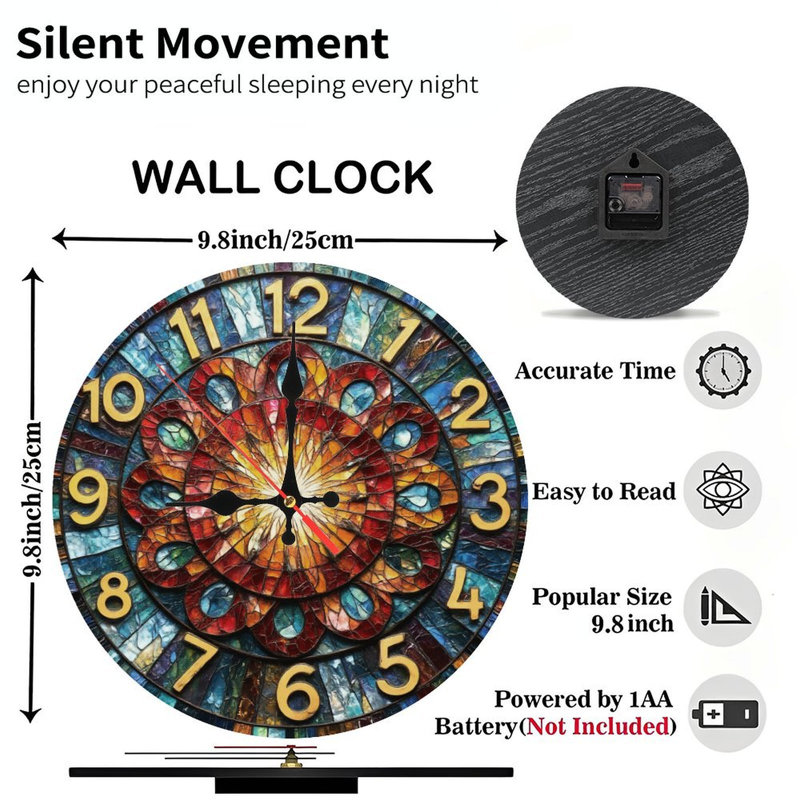 Horloge florale en vitrail