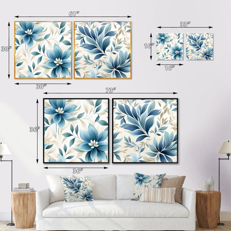 Ensemble de 2 Esters - Abstract Botanicals Square Collage, Cadre flottant brun, H 30 po x l 61 po