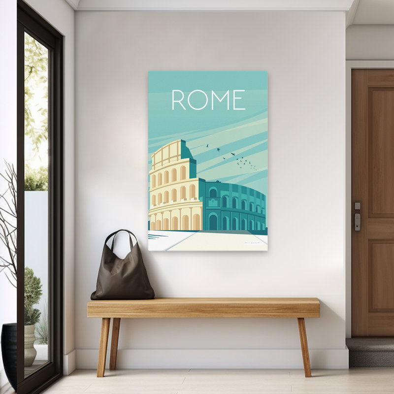 Rome - Rome Adventure Publicité Art turquoise, H 60 po x l 40 po