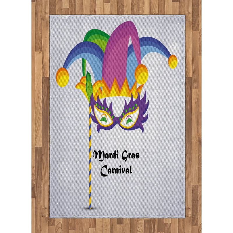 Mardi Gras High Density Long Fiber Poly Threads Decorative Area Rug Carpet, Rectangle 4' x 5'8"