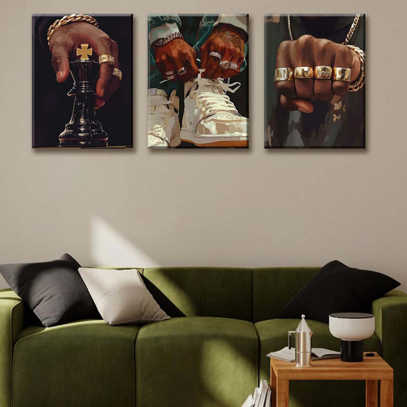 3 Piece Wrapped Canvas Print, 40 cm H x 90 cm W