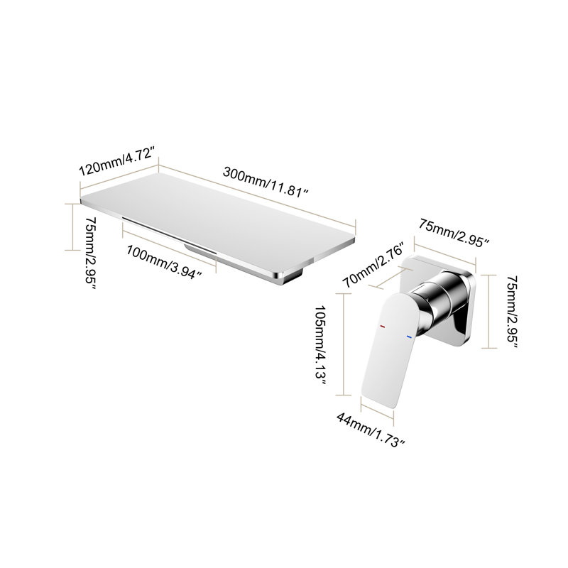 Robinet cascade pour lavabo de salle de bain - Simple, fabrication en laiton haut de gamme, profondeur de 11,83 po, largeur de 4,68 po, hauteur de 15,66 po, poids de 11,97 lb.