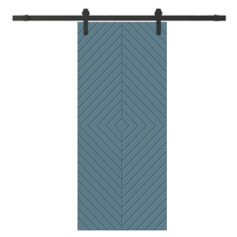 Porte de grange à panneaux et en bois manufacturé avec quincaillerie d'installation, Bleu dignité, 24 po x 80 po