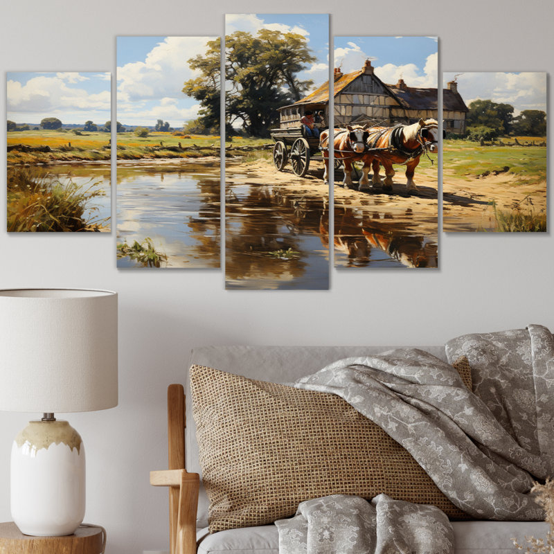  «The Hay Wainjohn Constables I - Décoration murale campagne - 5 panneaux