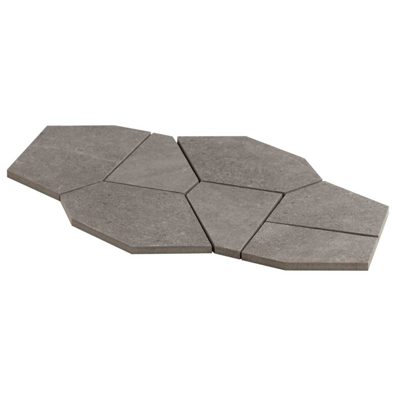 Era 12x20 Organic Pattern Matte Limestone Look Porcelain Mosaic Tile, Slate Gray