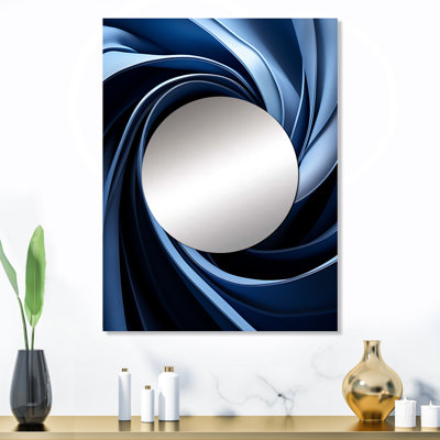 Alhard Spiraling blue abstract vortex II - Abstract Spirals Decorative Mirror, Modern Wall Mirror, Printed Metal Art