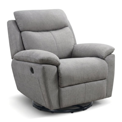 Light Gray Fabric 360° Swivel Glider Rocking Recliner Chair, Manual Single Reclining Lounge Sofa For Living Room Bedroom
