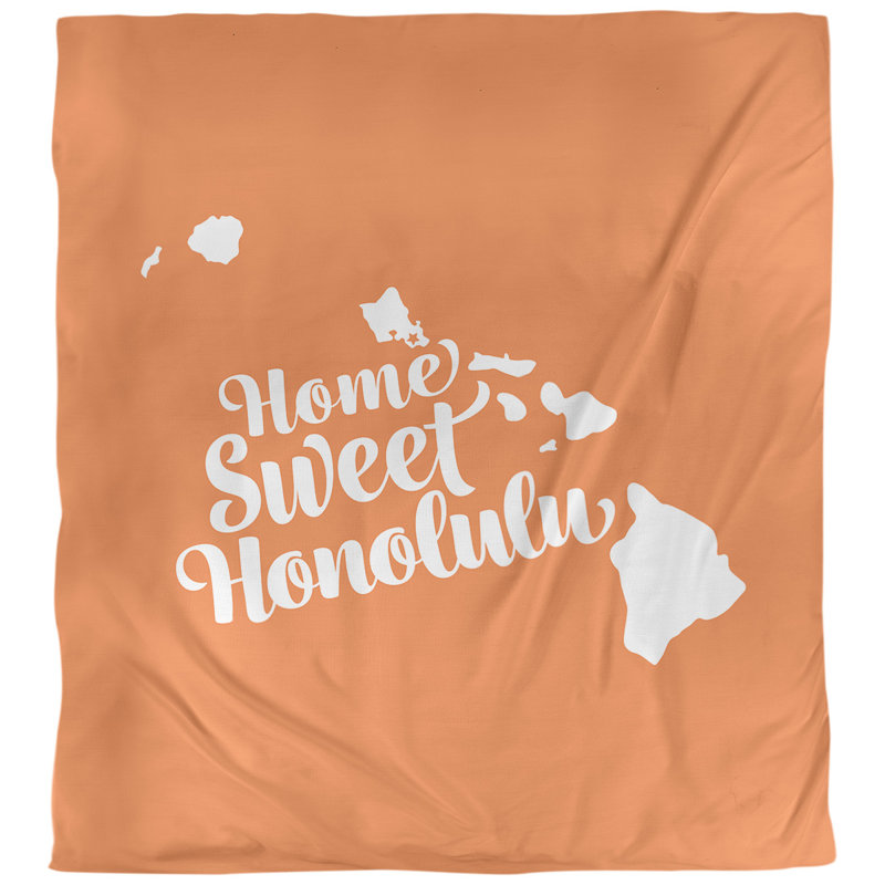 Housse de couette honolulu hawaii, Housse de couette pour très grand lit, Orange, Microfibre