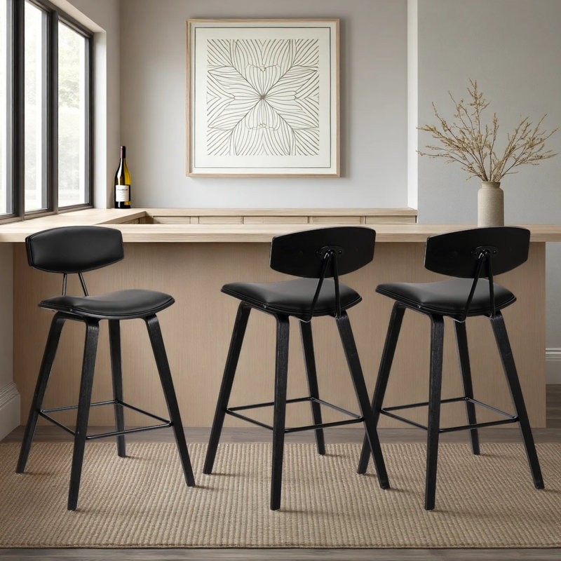 Tabouret de bar Fox , Tabouret de bar (siège d'une hauteur de 28,5 po), 3, Noir / Noir
