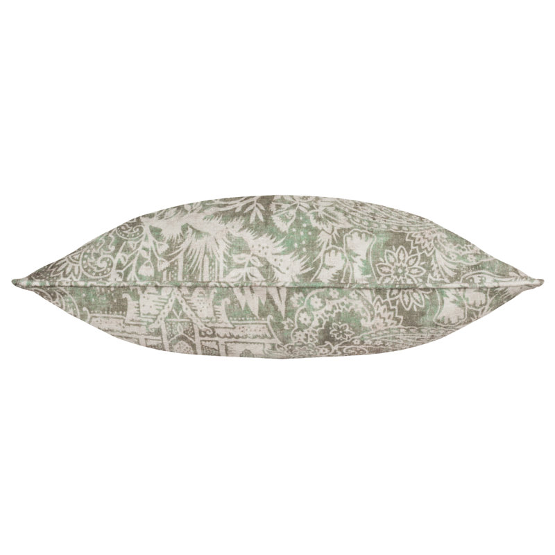Amant Toile Square Cushion Cover, Green, Feather