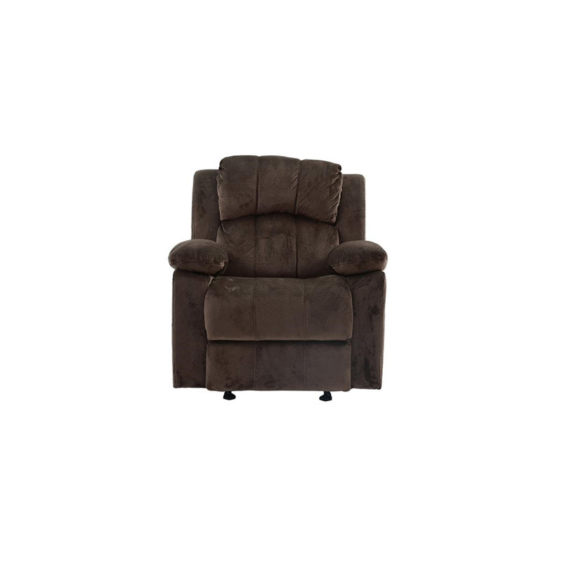 Motion Recliner Chair 1Pc Rocker Recliner Couch Living Room Furniture Chocolate Padded Suede Metal Reclining