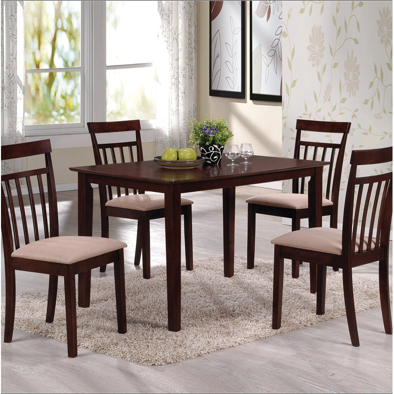 Espresso and Beige 5-piece Dining Set