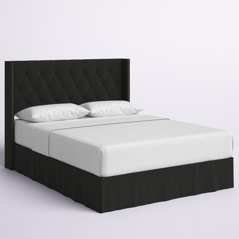 Bellavia Tufted Upholstered Panel Bed, Black, Full