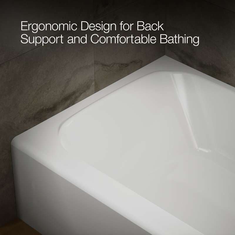 Avec 60 In. X 42 In. Alcove Bath, Left Drain, White, Right