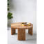 Table basse ronde D32 x 16,5 po avec pieds courbés et placage de frêne brun