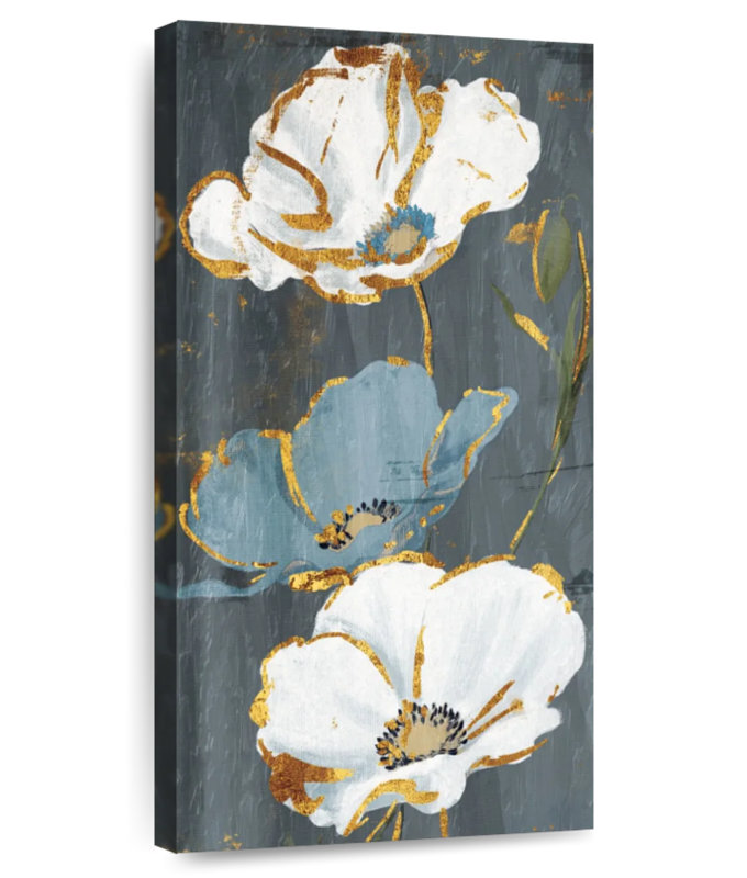 Harnek Three Flower Gold Accents Mate, 30" H x 15" W