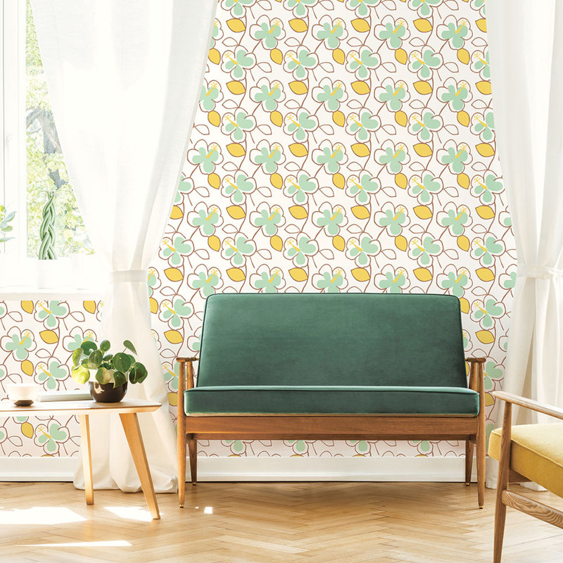 Jamahri Floral Roll, Mint Green/Yellow/White