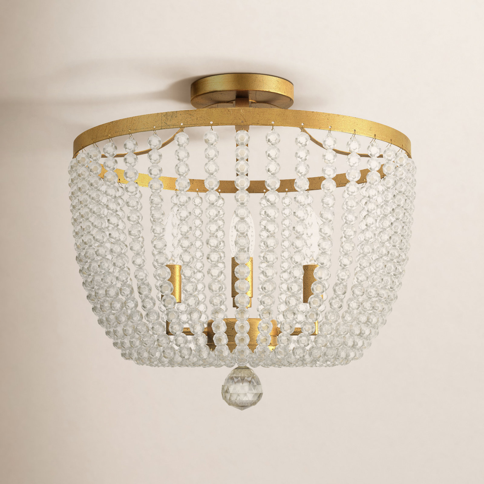 Conway 4-Light Wrought Iron Semi Flush Mount, Antique Gold