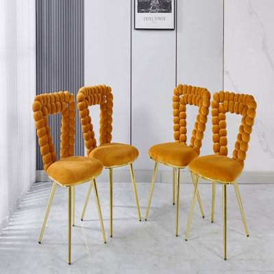 Modern Basic Accent Chair(Set Of 4 ) With Iron Tube Legs, Soft Cushions And Comfortable Backrest