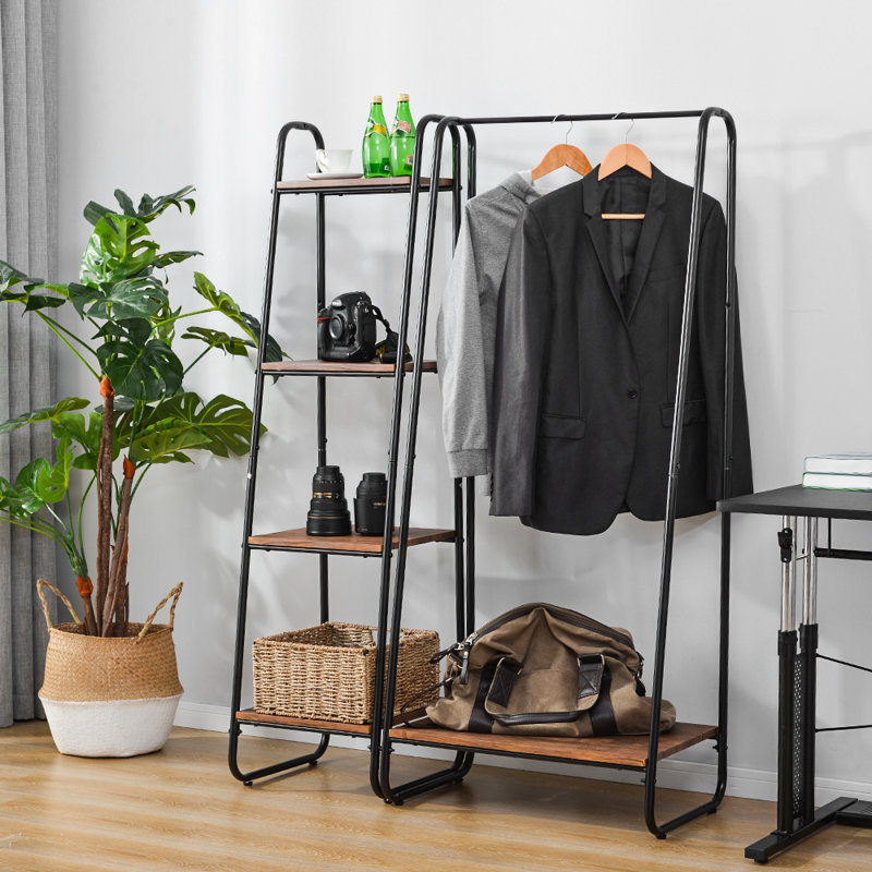 Mishler 104cm Clothing Rack, Black/Wood