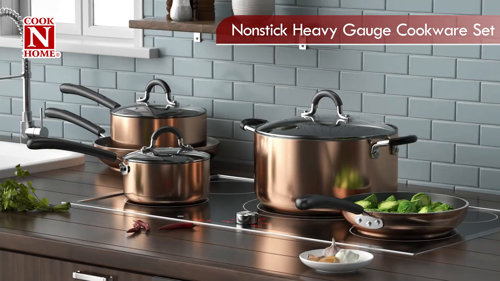 Cook N Home 8 Piece Nonstick Heavy Gauge Cookware Set, Black