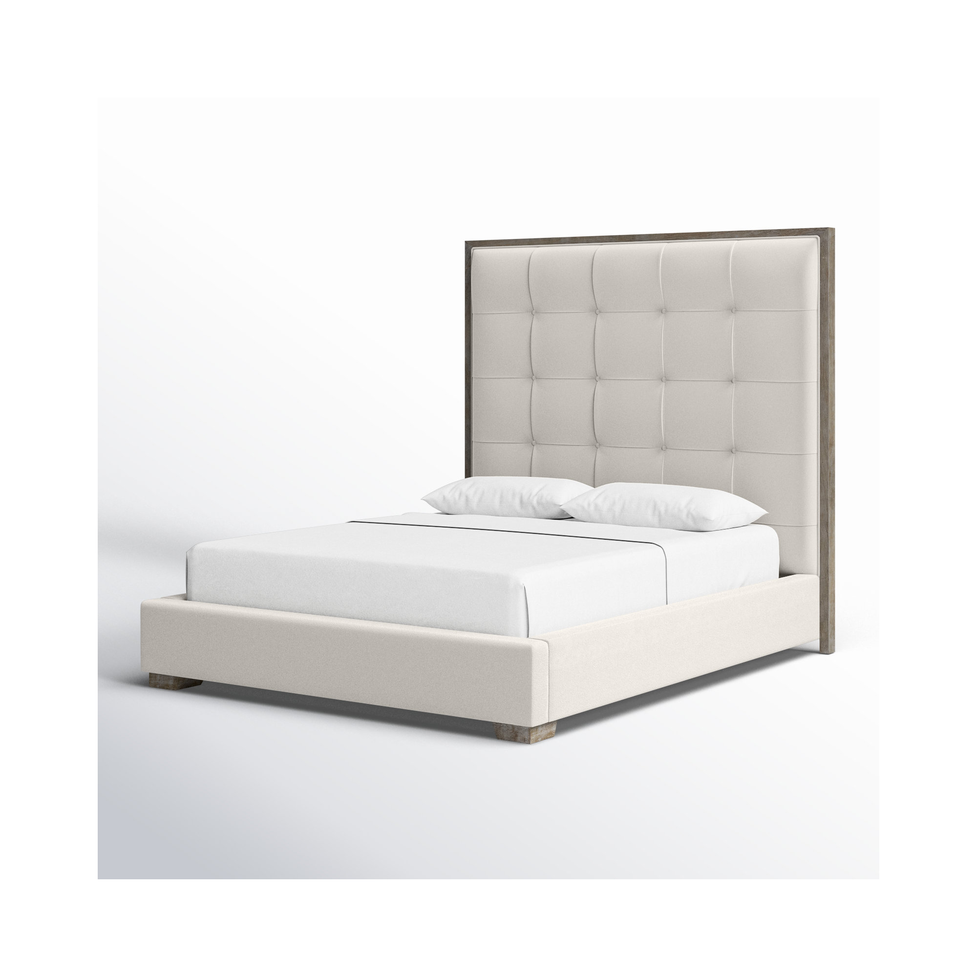 Upholstered Bed, Ivory, Queen