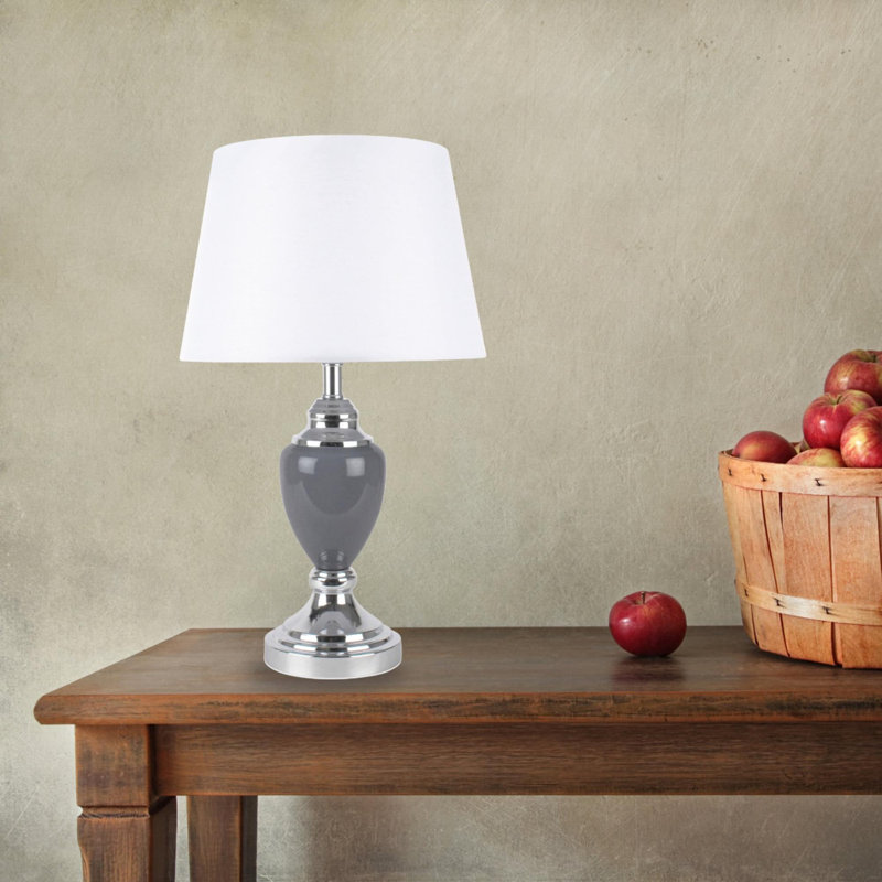 Sandin Metal Table Lamp, White,  Polished Chrome/Grey