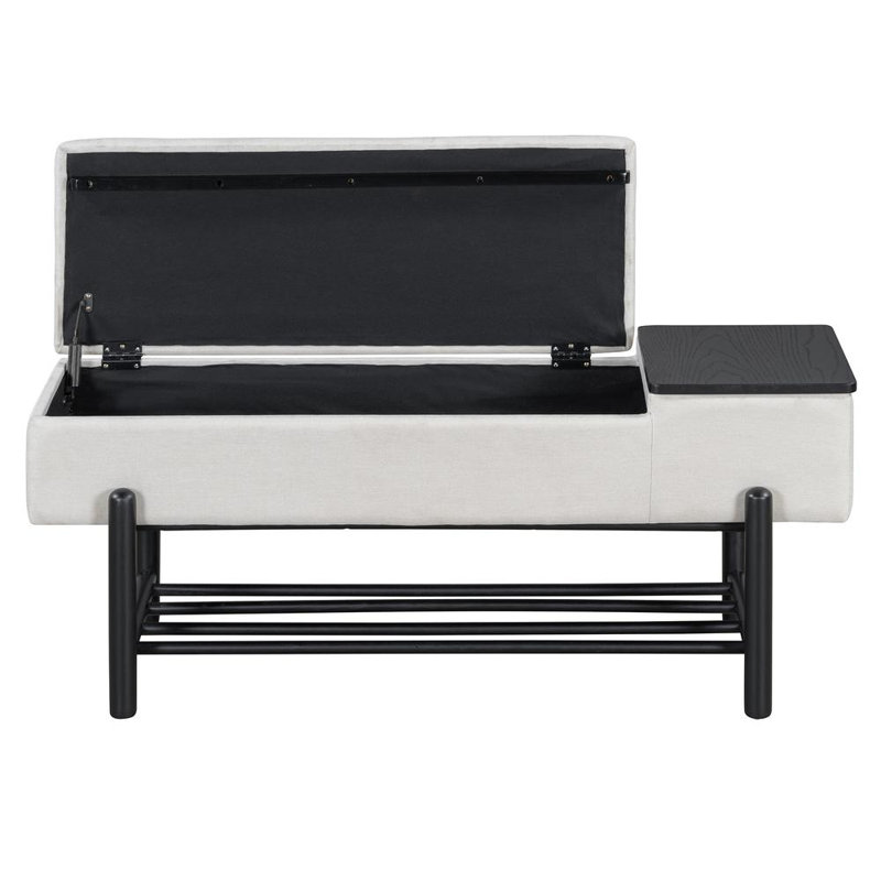Upholstered Storage Bench, Black