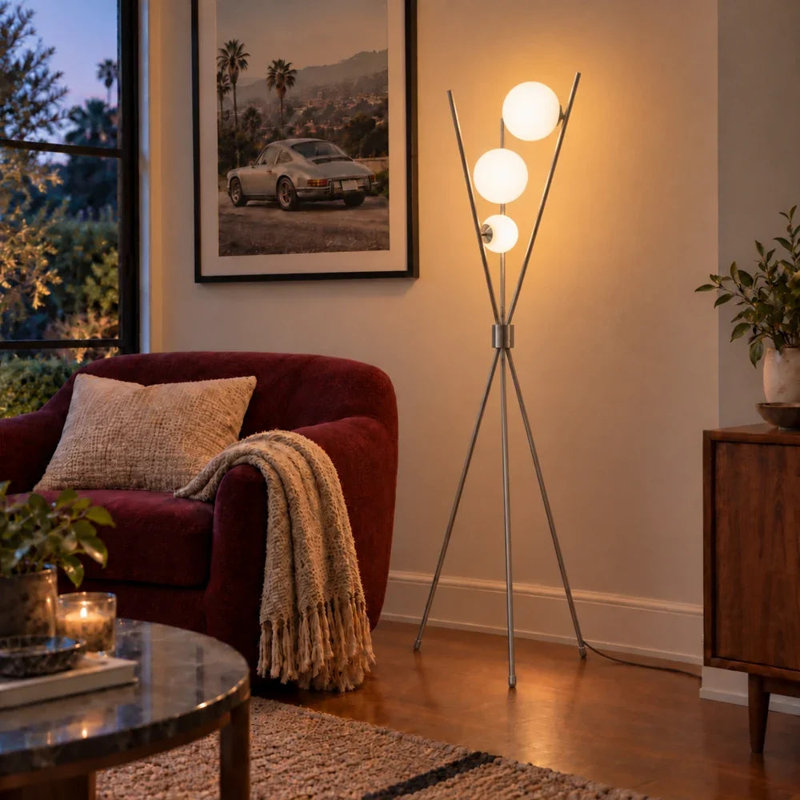 Lampe sur pied Triglobe, Argent