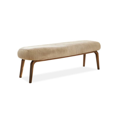 White Solid Wood Upholstered Bench