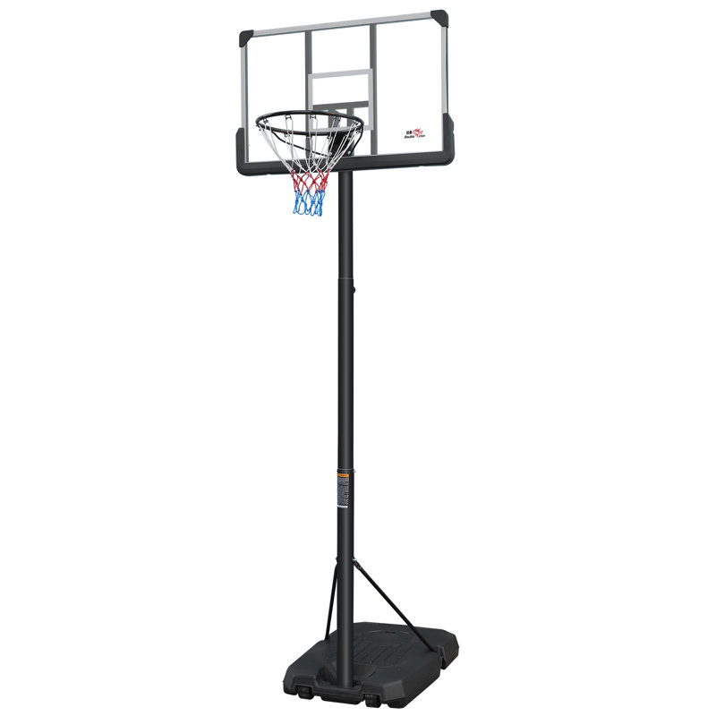Panier de basketball d'extérieur réglable en hauteur de 6,5 à 10 pieds avec panneau de 44 pouces - Système de but portatif avec base stable et roues