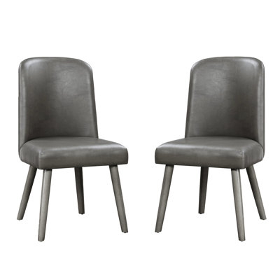 De 2 chaises d'appoint grises avec siège et dossier rembourrés, dossier solide, pieds évasés en bois, distance au sol de 15 pouces, espace pour accessoires de salle à manger, décoration