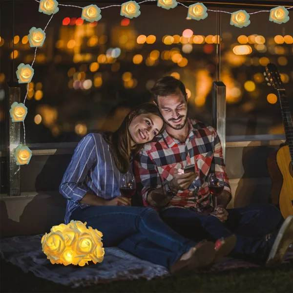 40 guirlandes de roses 40 lumières à DEL 10 pi