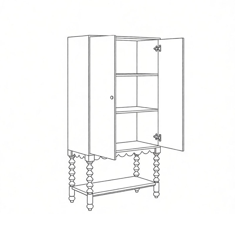 Buffet multifonctionnel en bois à colonne romaine