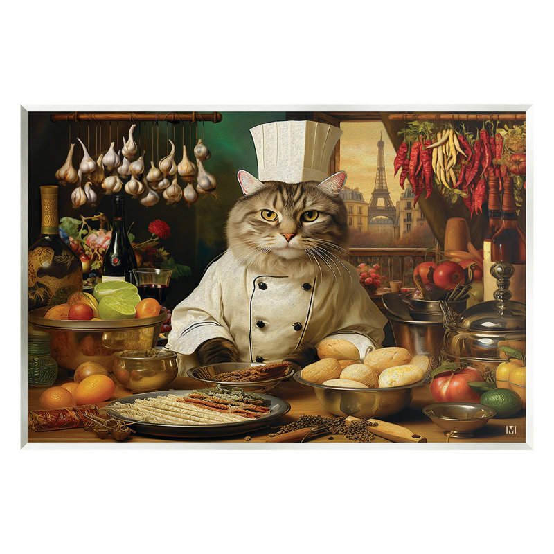 «Cat Chef in Kitchen», art mural par Michael David Ward, H 10 po x l 15 po