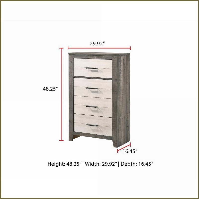 Chests &amp; Wardrobes Farmhouse 4-Drawer Two-Tone Chest with Metal Pulls | Gray, Beige