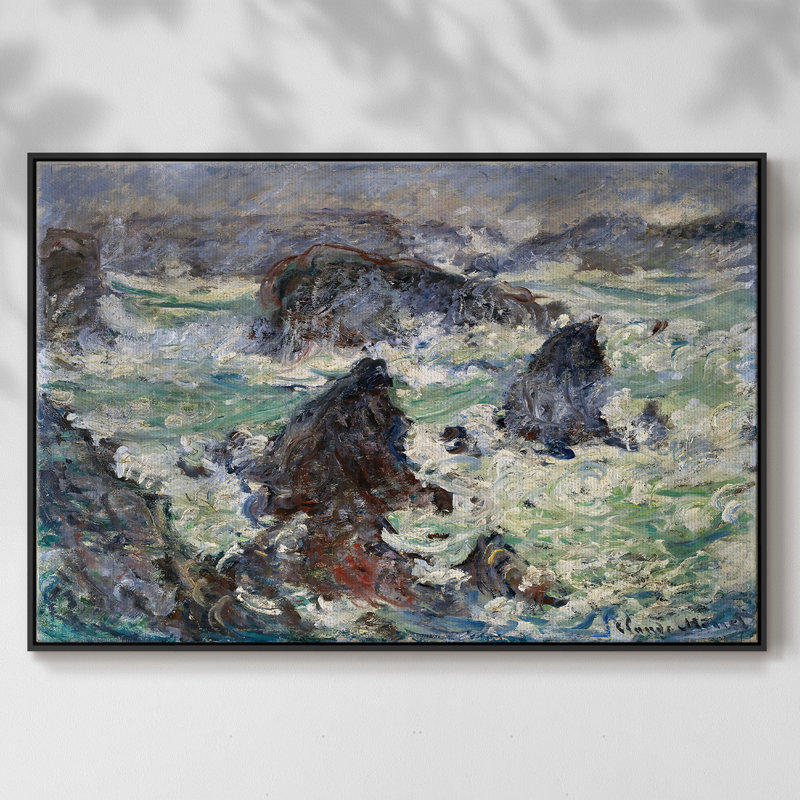 Tempête sur la côte de Belle, reproduction d'art sur toile, H 17 po x l 25 po x P 2 po, Noir