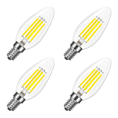 Ampoule candélabre à DEL 8 W LUXRITE, équivalente à 75 W, culot E12, 1000 lumens, blanc éclatant 5000 K, luminaire à filament transparent à intensité variable et emballage humide