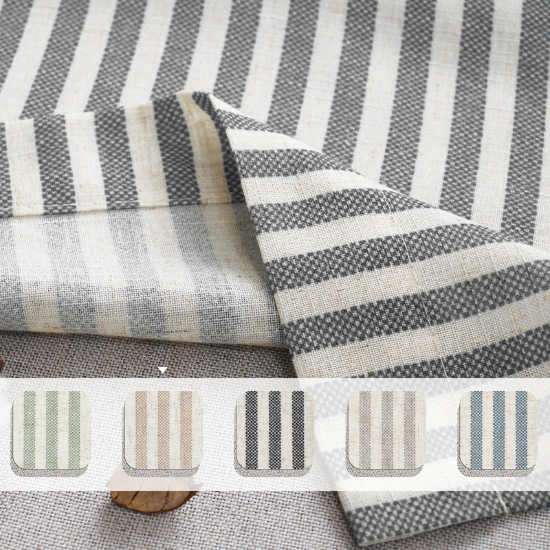 Linen Striped Valance for Windows Farmhouse Double Layered Valance for Kitchen Bathroom RV Rod Pocket, Black/Beige