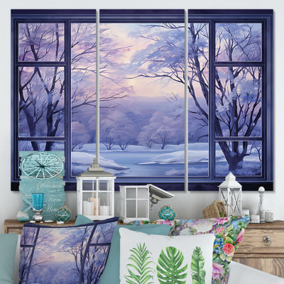 «Purple River Winter Windows IV - Winter Landscape», art mural