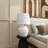 Frasilus Cement Stone Pot Inspired White Table Lamp with Textured Exterior
