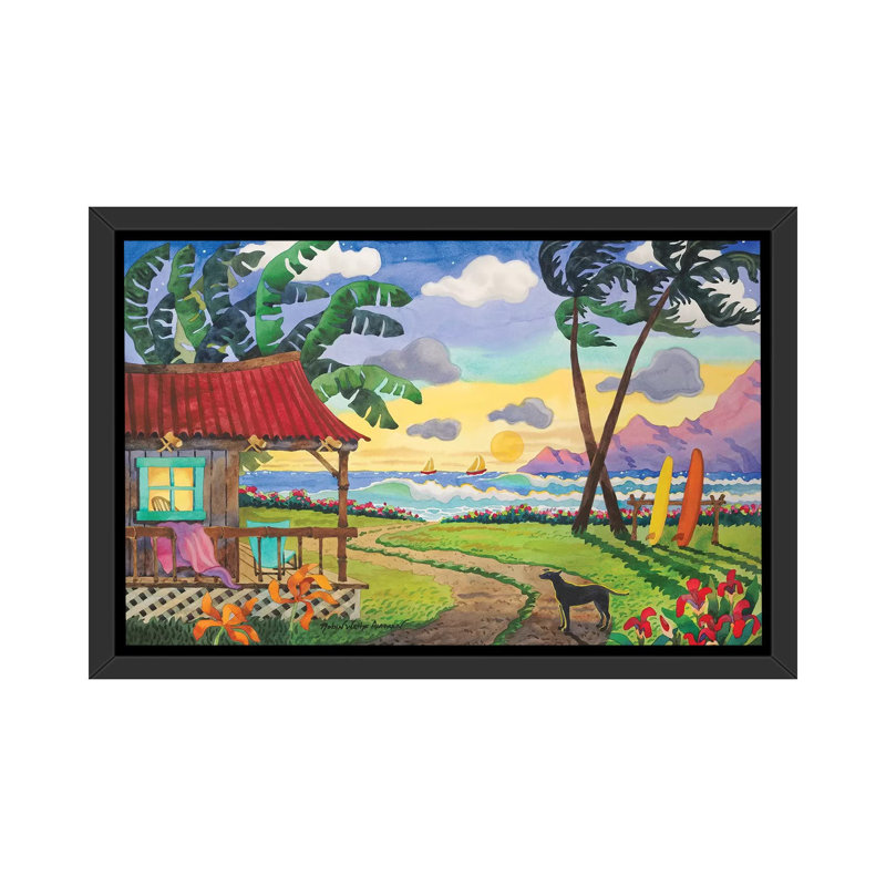 Coucher de soleil au paradis par Robin Wethe Altman - reproduction d'art, H 40 po x l 60 po x 1,5 po, Toile avec cadre noir