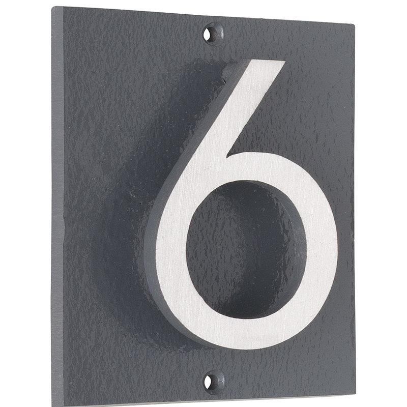 Plaque d’adresse murale sur 1 ligne flottante, Gris, Nickel satiné deux tons, Oui