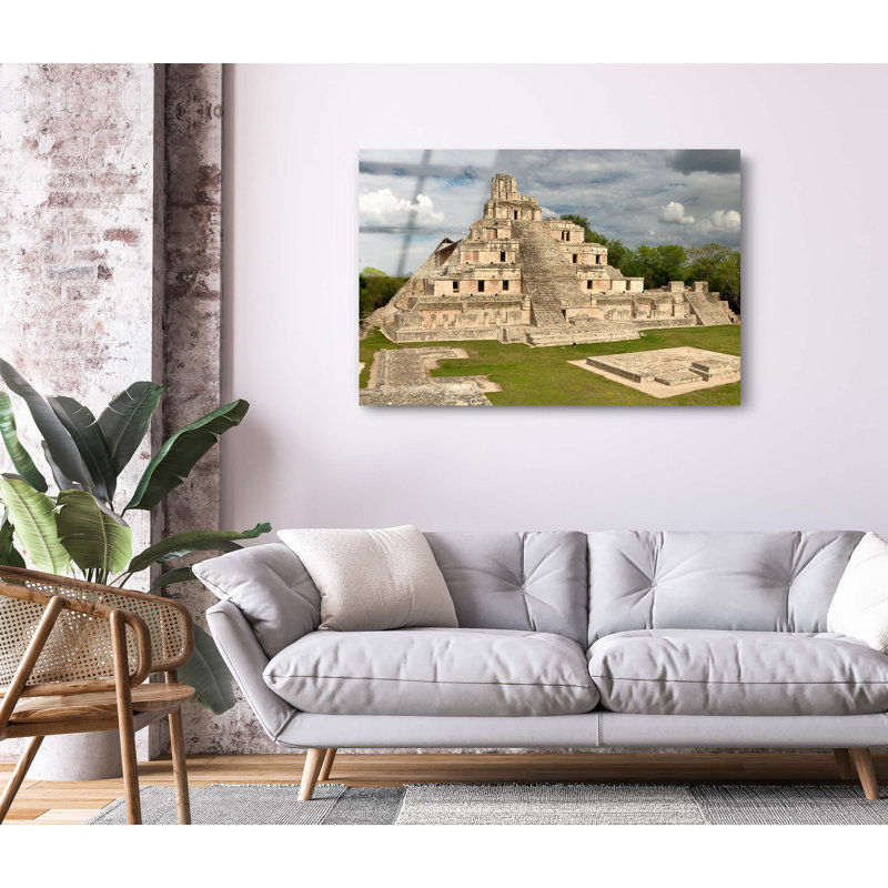 Edzna Mayan Ruins, Mesoamerican Architecture, Acrylic Wall Decor, 24" H x 36" W x 2" D