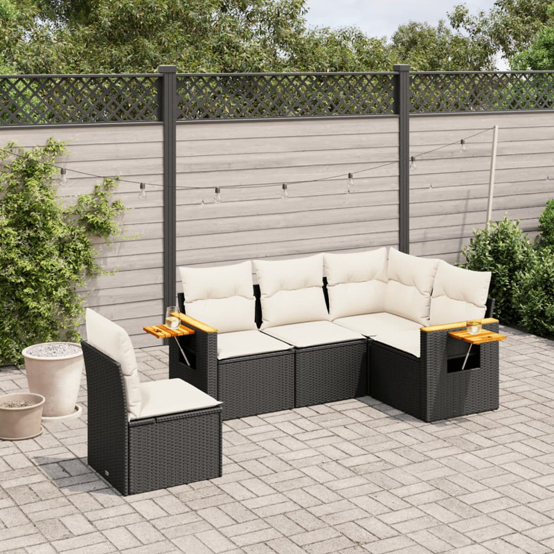 Vidaxl Garden Sofa Set Black, Cream White