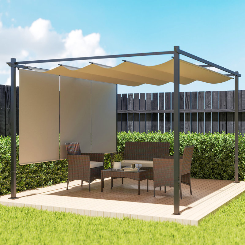 4m x 3m Metal Pergola, Beige