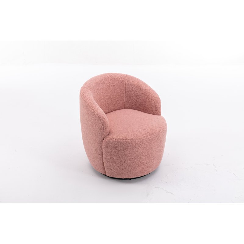 Genece Upholstered Swivel Accent Chair, Light Pink Wool